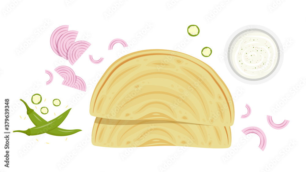Chapati vector. Chapati on white background. Chapati vector. Chapati on white background.