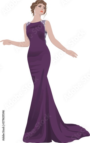 beautiful Girl in a fashion dress  in vector 
