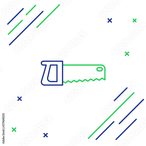 Line Hand saw icon isolated on white background. Colorful outline concept. Vector.