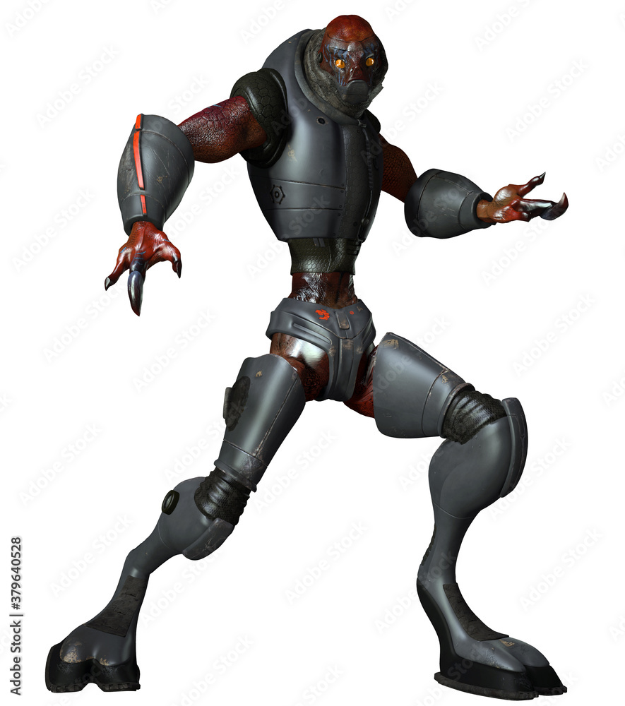 robotic alien creature, Warrior with armor robotic alien creature, Warrior with armor