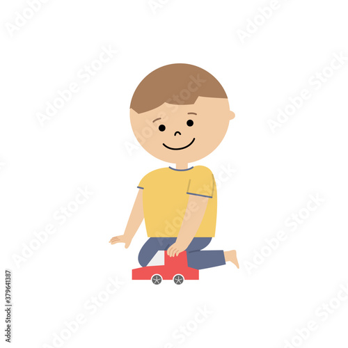 Wallpaper Mural 車のおもちゃで遊ぶ男の子のイラスト Torontodigital.ca