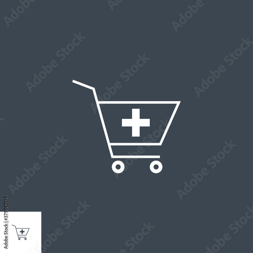 Drugstore Shopping related vector glyph icon. Isolated on black background. Vector illustration.
