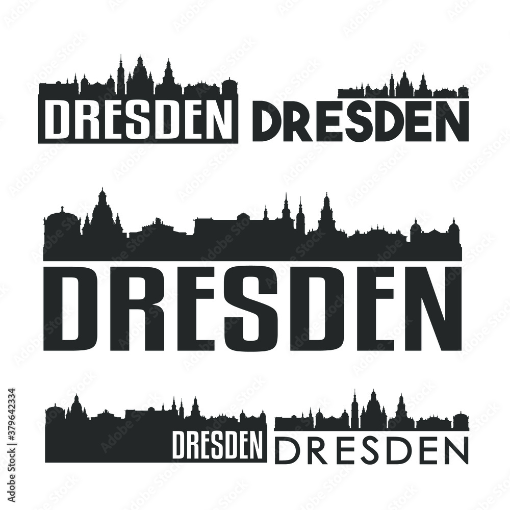 Dresden Germany Flat Icon Skyline Vector Silhouette Design Set Logo.