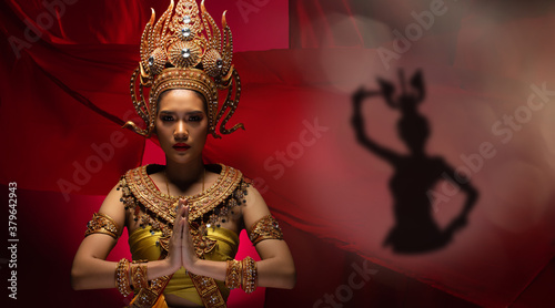 Photography Thai, Cambodia, Myanmar Traditional Costume or Ancient Cloth for Goddess