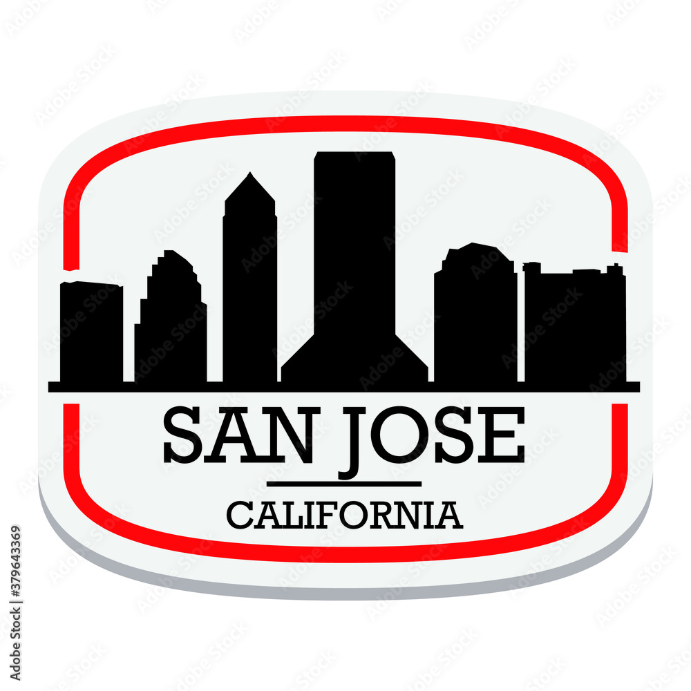 Obraz premium San Jose California Label Stamp Icon Skyline City Design Tourism.