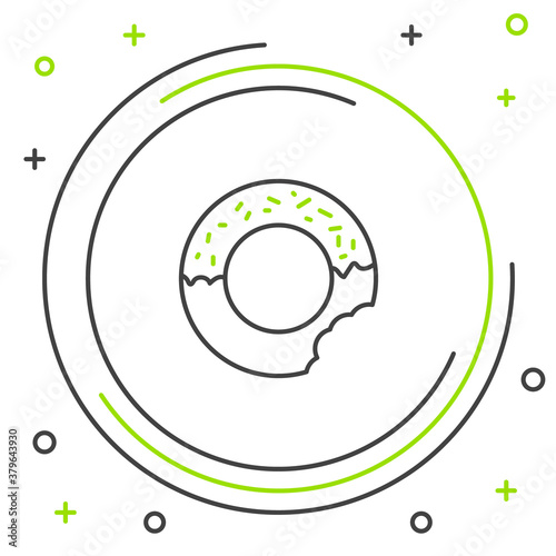 Line Donut with sweet glaze icon isolated on white background. Colorful outline concept. Vector.