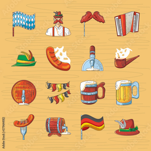 bundle of icons of the oktoberfest celebration