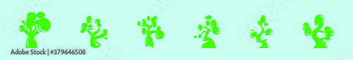 set of baobab or african tree cartoon icon design template with various models. vector illustration isolated on blue background