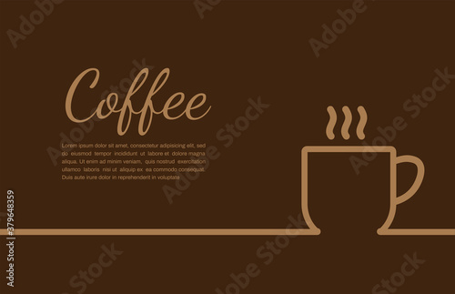 Coffee cup on brown background with copyspace for your text. Vector illustration.