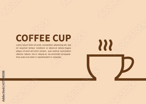 Coffee cup on brown background with copyspace for your text. Vector illustration.