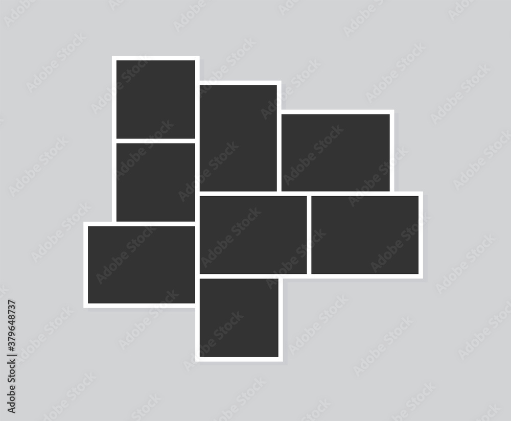 Set of photo Frames. Template for your photos isolated on gray background. Vector illustration. Set of photo Frames. Template for your photos isolated on gray background. Vector illustration.