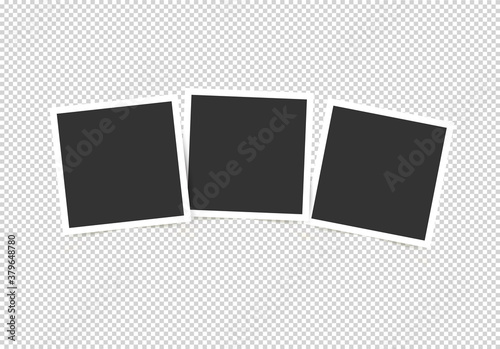 Set of photo Frames. Template for your photos isolated on transparent background. Vector illustration.