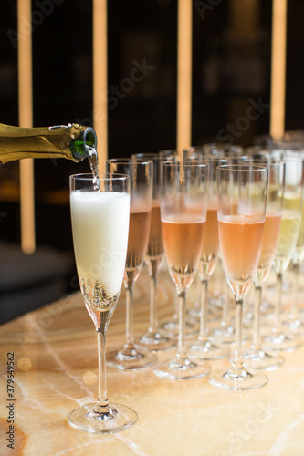 Champagne in glasses on a very special event