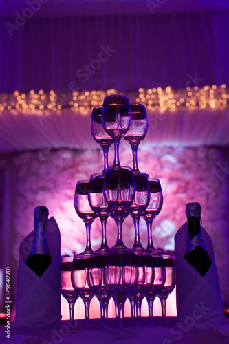 Champagne pyramid on an event