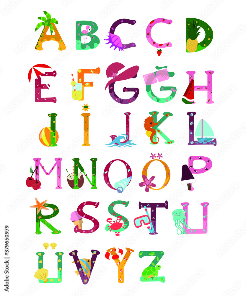 color alphabet letters font cartoon
