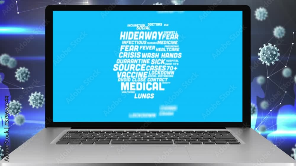 Coronavirus concept texts on laptop screen Coronavirus concept texts on laptop screen