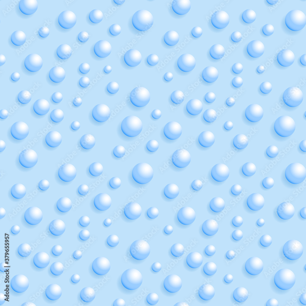 Seamless pattern with clipping mask. 3d Snowballs of different sizes with randomly scattered and shadows. EPS10