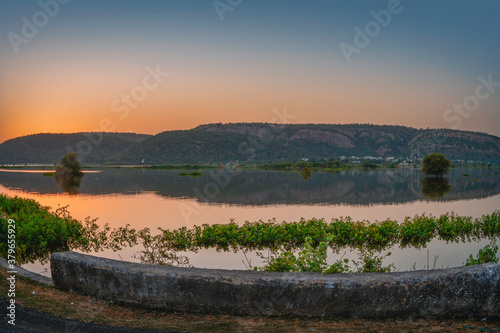 sunset over lake