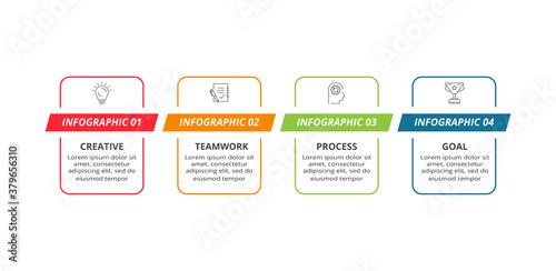 Thin line element for infographic. Template for diagram, graph, presentation and chart. Concept with 4 options.