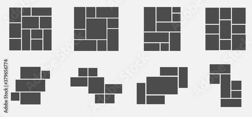 Set of collage for photos or images. Vector template empty frames. Creative mockup.