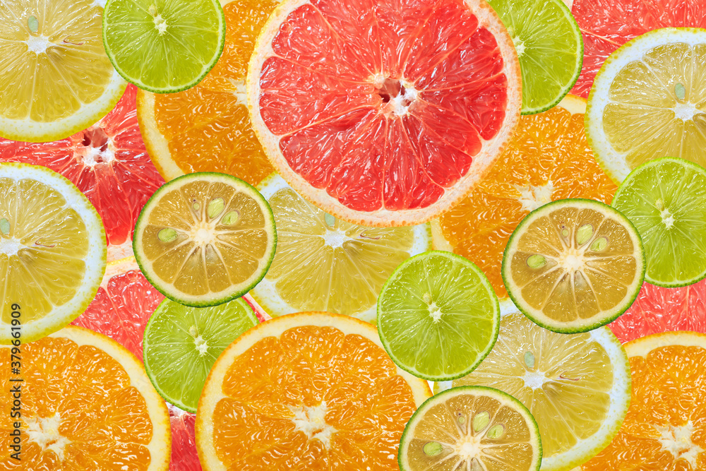 柑橘　フルーツ　断面　果肉　スライス　テクスチャ