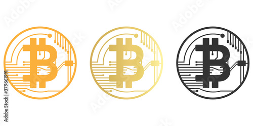 Set of Bitcoin logo, Cryptocurrency illustration.