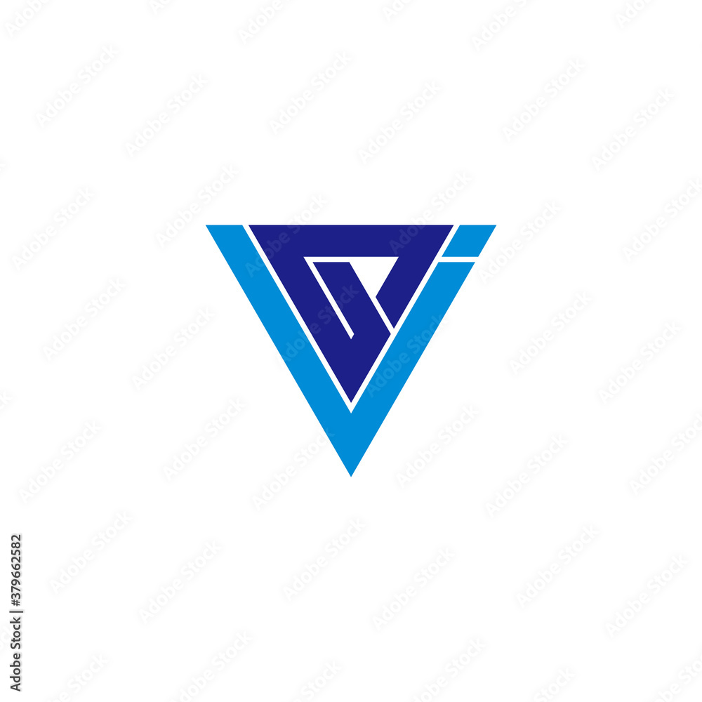 abstract triangle letter gv geometric line logo vector