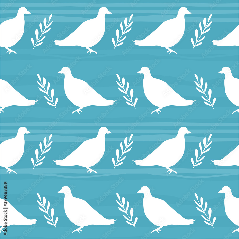 Seamless pattern, birds, hand drawn overlapping backdrop. Colorful background vector. Cute illustration, doves. Decorative wallpaper, good for printing Seamless pattern, birds, hand drawn overlapping backdrop. Colorful background vector. Cute illustration, doves. Decorative wallpaper, good for printing