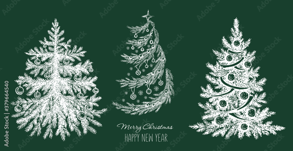 Obraz premium Christmas tree hand drawn illustration