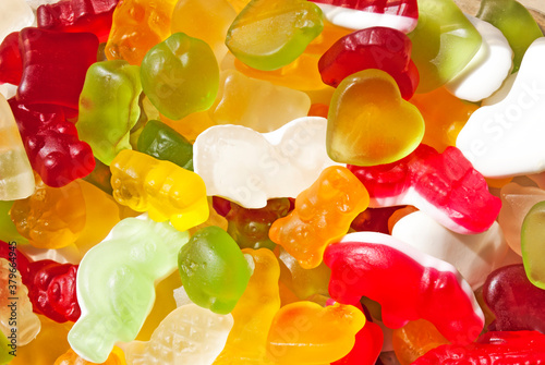 Various jelly candies background. Bright background from sweets.