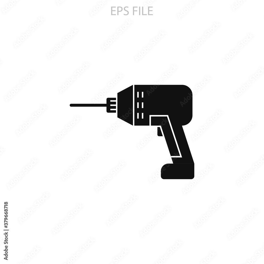 Drill icon for your website, logo, app, UI, product print. Drill icon concept flat Silhouette vector illustration icon. EPS vector file