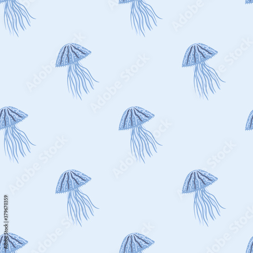 Obraz na plátně Light simple seamless pattern with blue jelyfish ornament