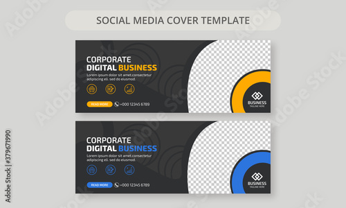 Business social media cover banner template with abstract shape