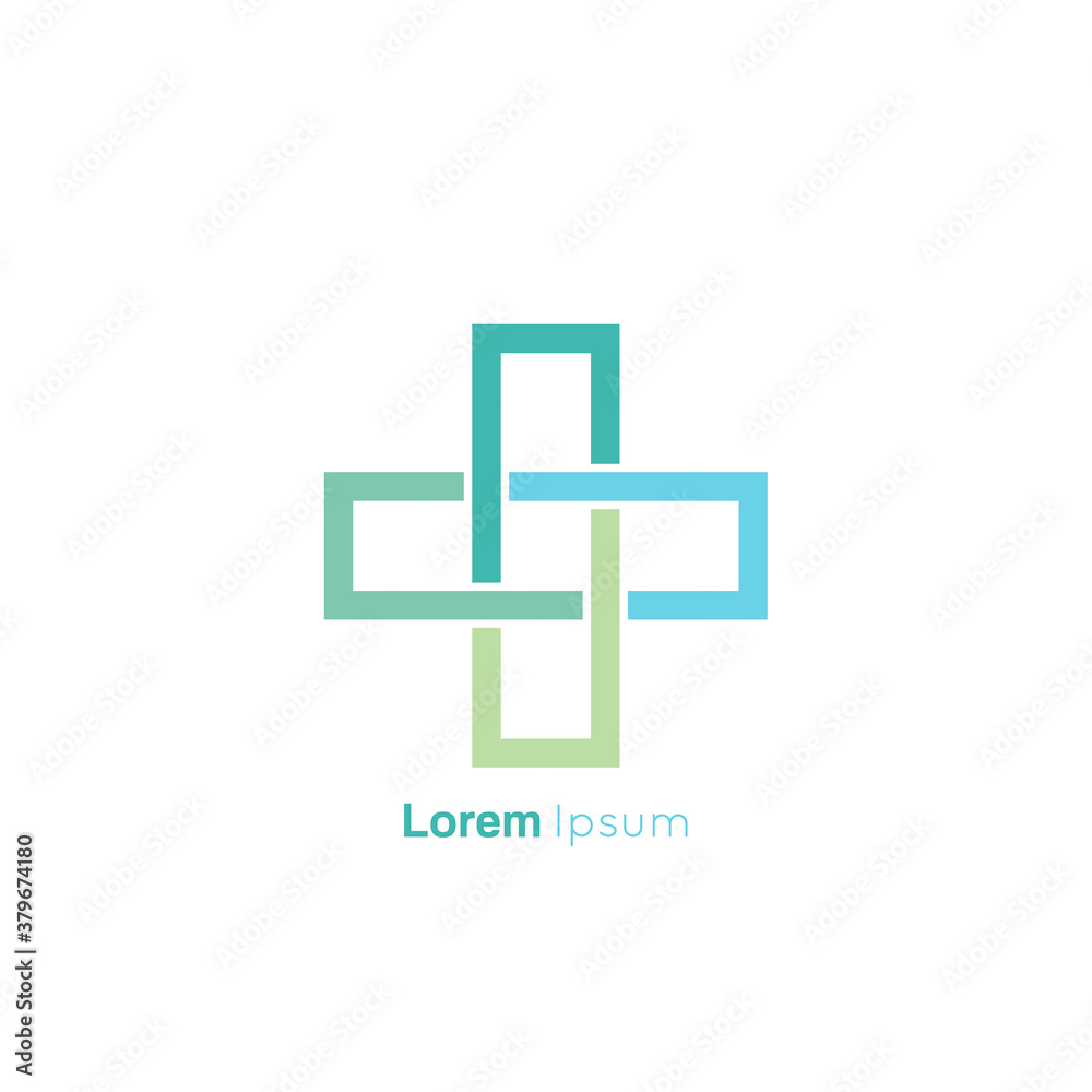 Fototapeta premium Health medical icon. Abstract vector logo design template. Entwined shape.