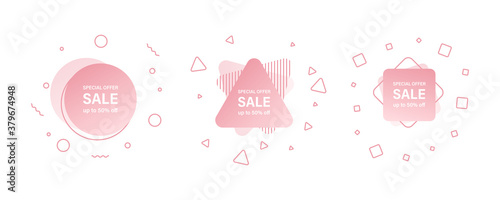 Abstract banners with decorative elements. Vector isolated web banner templates. Abstract geometric shapes. Stock vector.