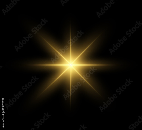 White glowing light explodes on a transparent background. Bright Star. Transparent shining sun, bright flash. Vector graphics.) 