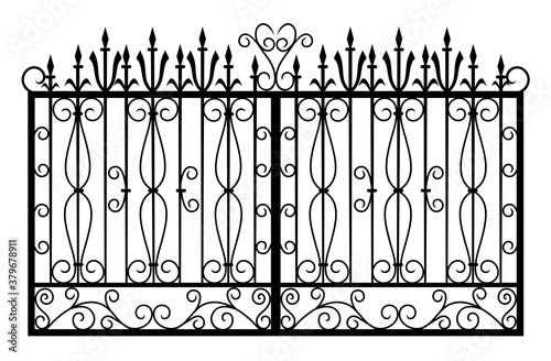 silhouette of a wrought iron gate
