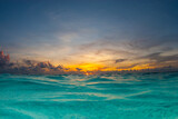 A sunrise shot over the water of the Caribbean Sea