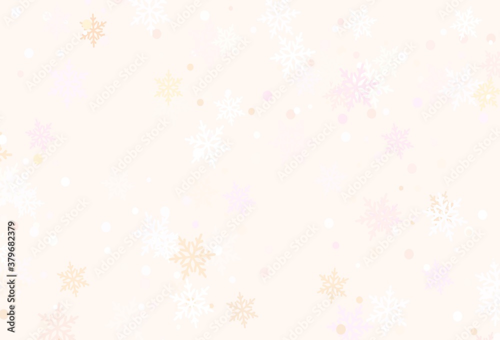 Light Red, Yellow vector background with xmas snowflakes.
