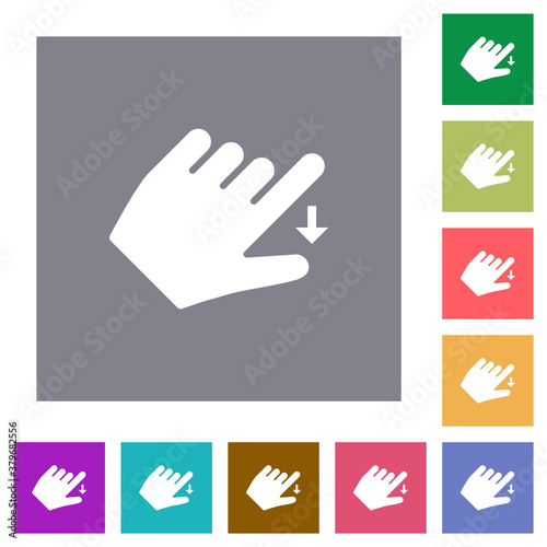 Left handed move down gesture square flat icons photo