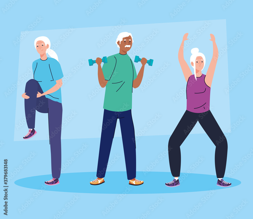 senior people group practicing sport vector illustration design senior people group practicing sport vector illustration design