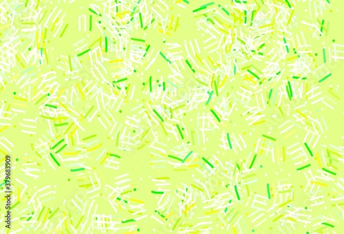 Light Green  Yellow vector background with stright stripes  dots.