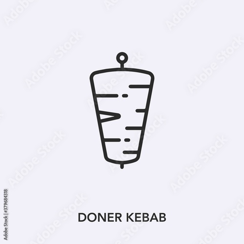 doner kebab icon vector. Linear style sign for mobile concept and web design. doner kebab symbol illustration. Pixel vector graphics - Vector.