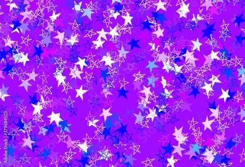 Light Pink, Blue vector pattern with christmas stars.