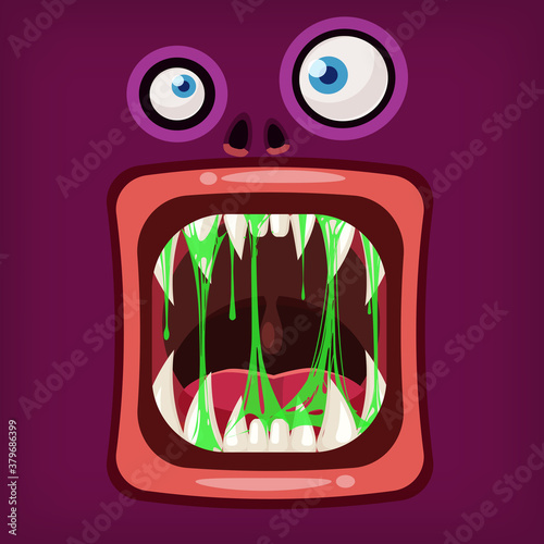 Horror Monster open mouth creepy and scary. Funny jaws teeths drool slime creatures expression monster characters