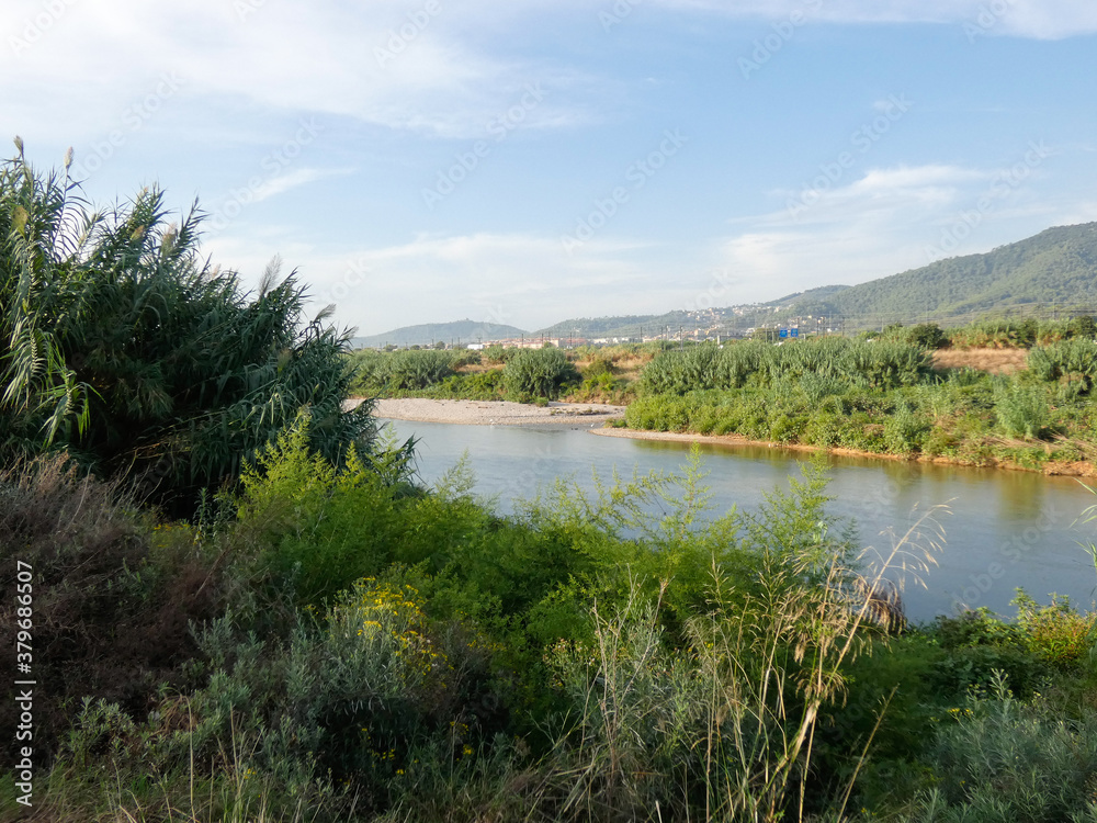River Llobregat approaching the Mediterranean Sea