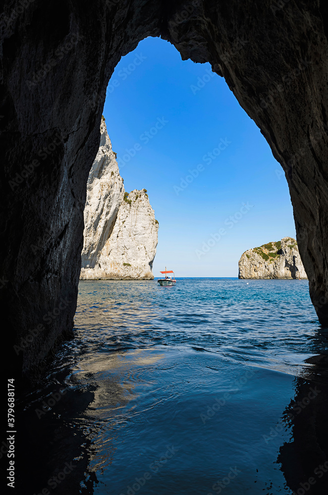
View of the sea from a cavity in Capri