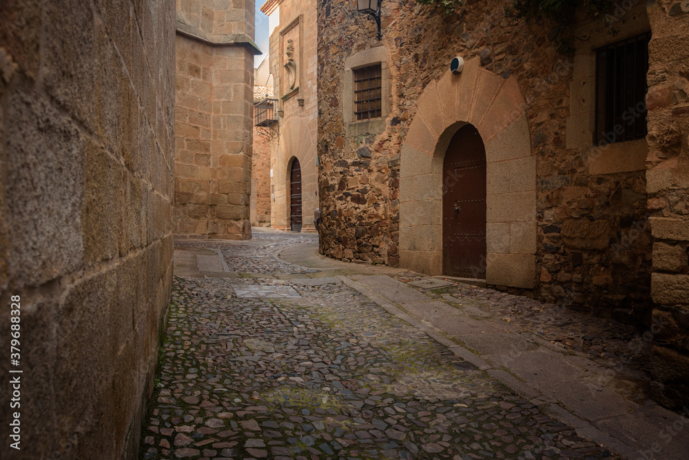Street of Cáceres old town, UNESCO World Heritage City, Extremadura, Spain