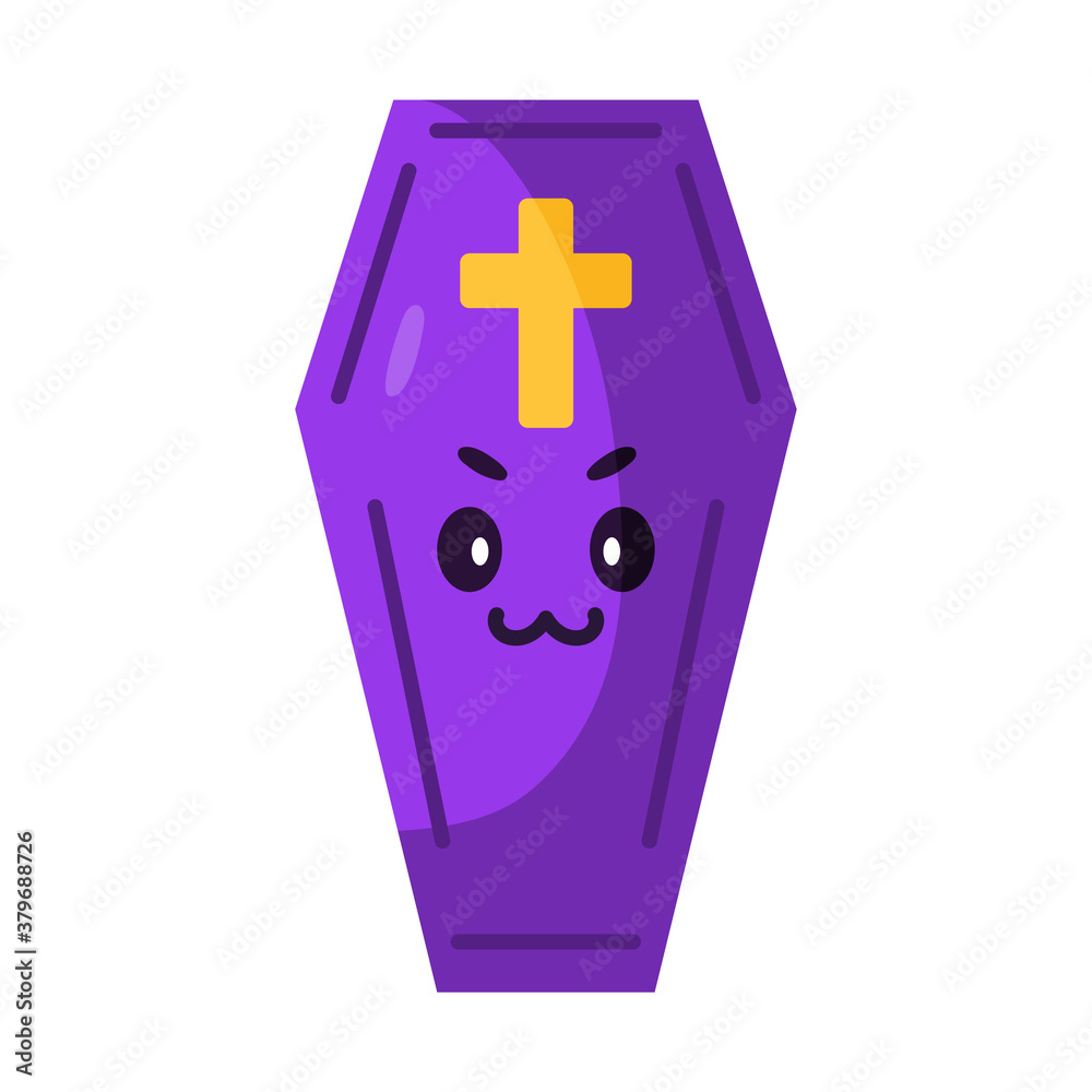 Fototapeta premium Isolated coffin cartoon kawaii. Halloween icon - Vector