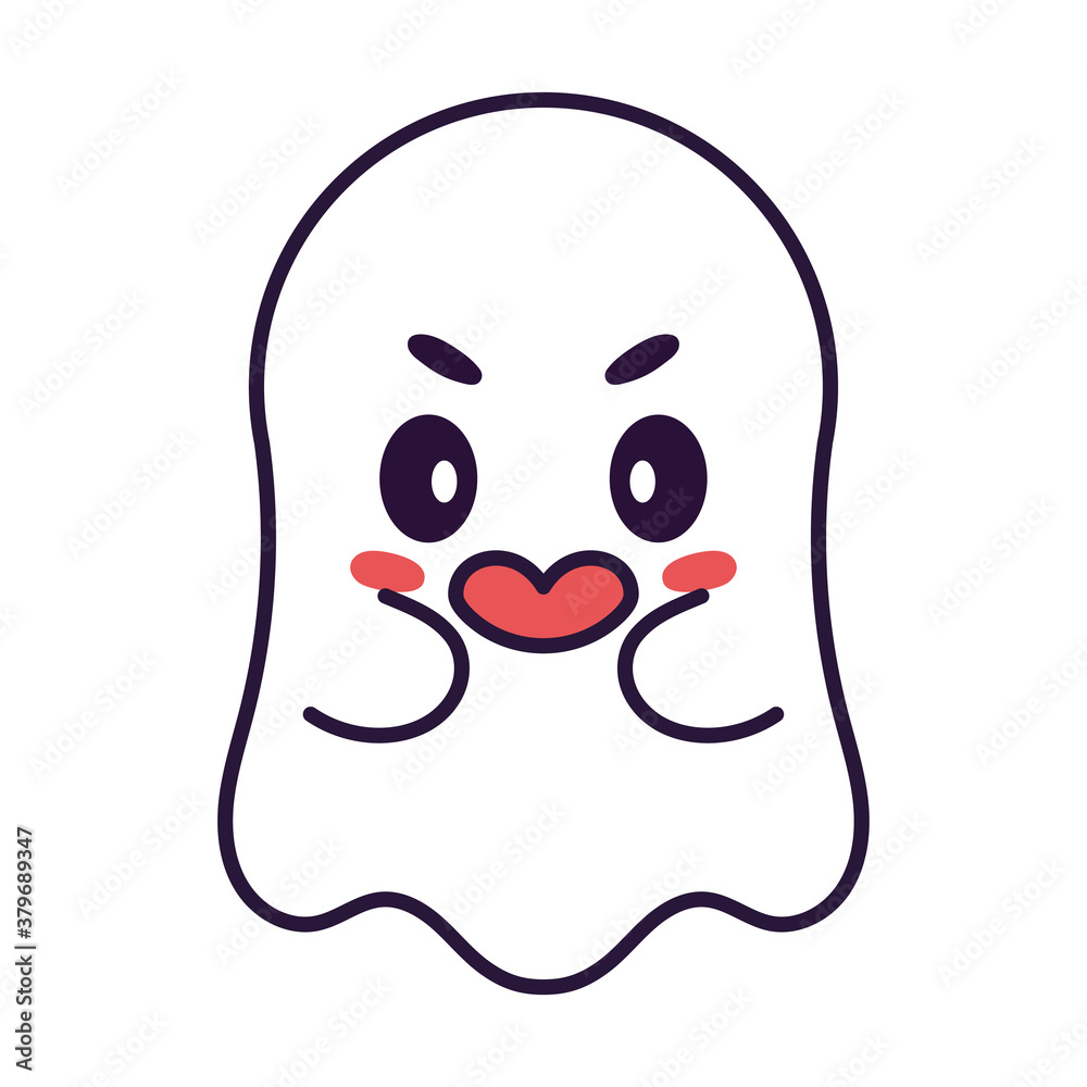 Isolated ghost cartoon kawaii. Halloween icon - Vector Isolated ghost cartoon kawaii. Halloween icon - Vector